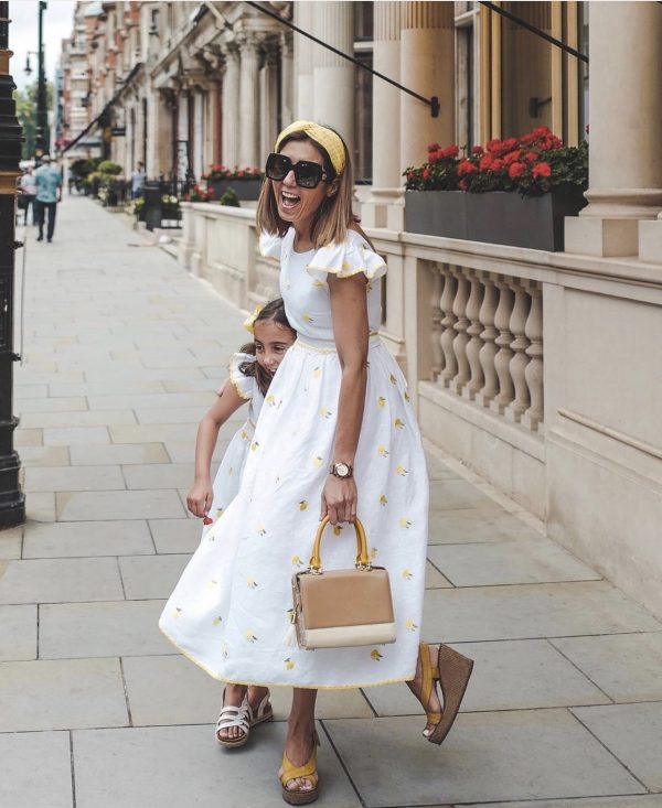 lemon and white dress