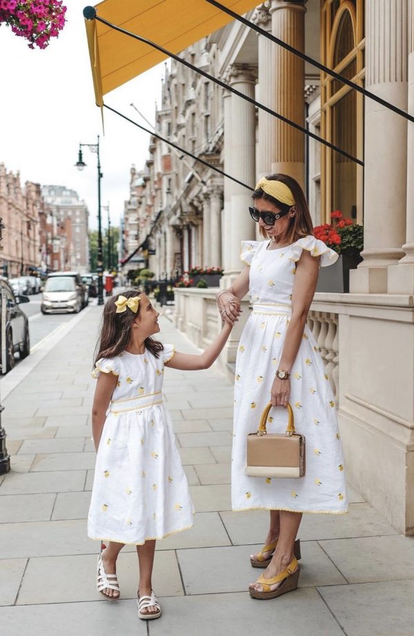 lemon and white dress